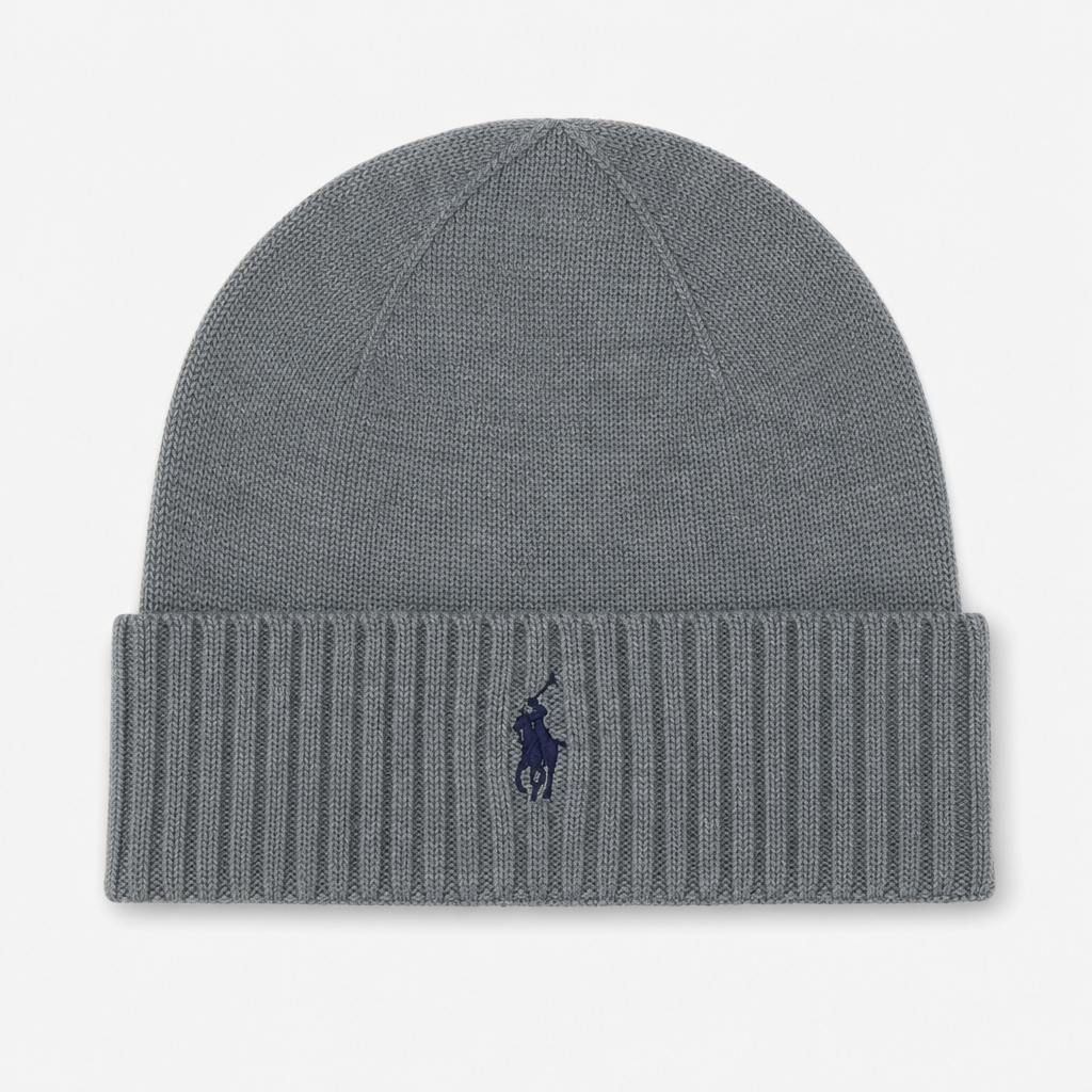 Polo Ralph Lauren Hat and Scarf Set Mens Beanie Fawn Grey Heather