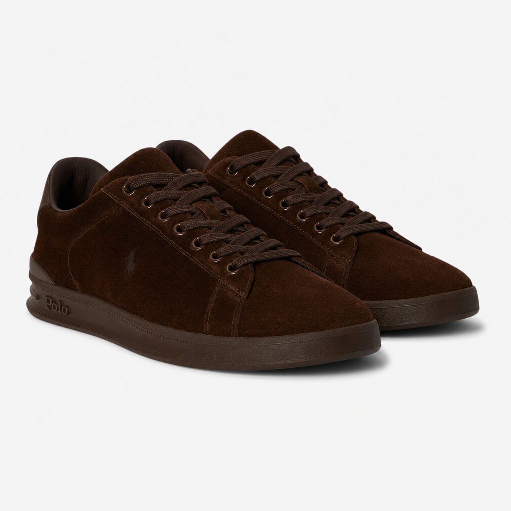 Polo Ralph Lauren HRT CRT III Mens Court Trainers Dark Chocolate