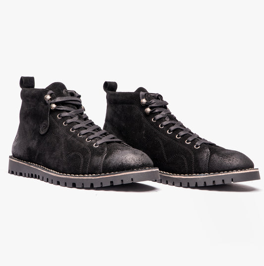 Popps 1961 MOD Mens Suede Boots Black