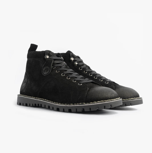 Popps 1961 MOD Mens Suede Boots Black
