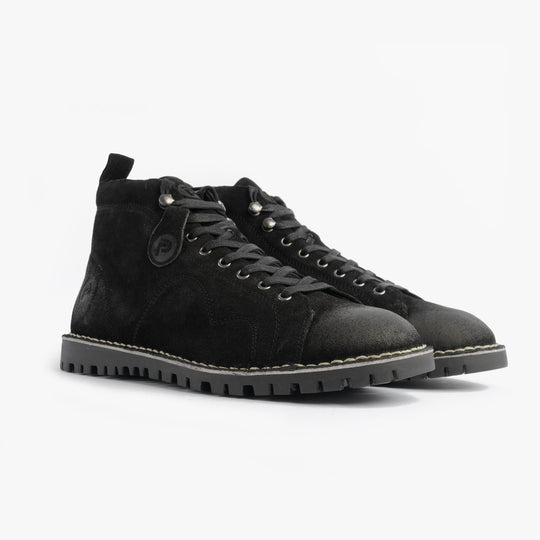 Popps 1961 MOD Mens Suede Monkey Boots Black