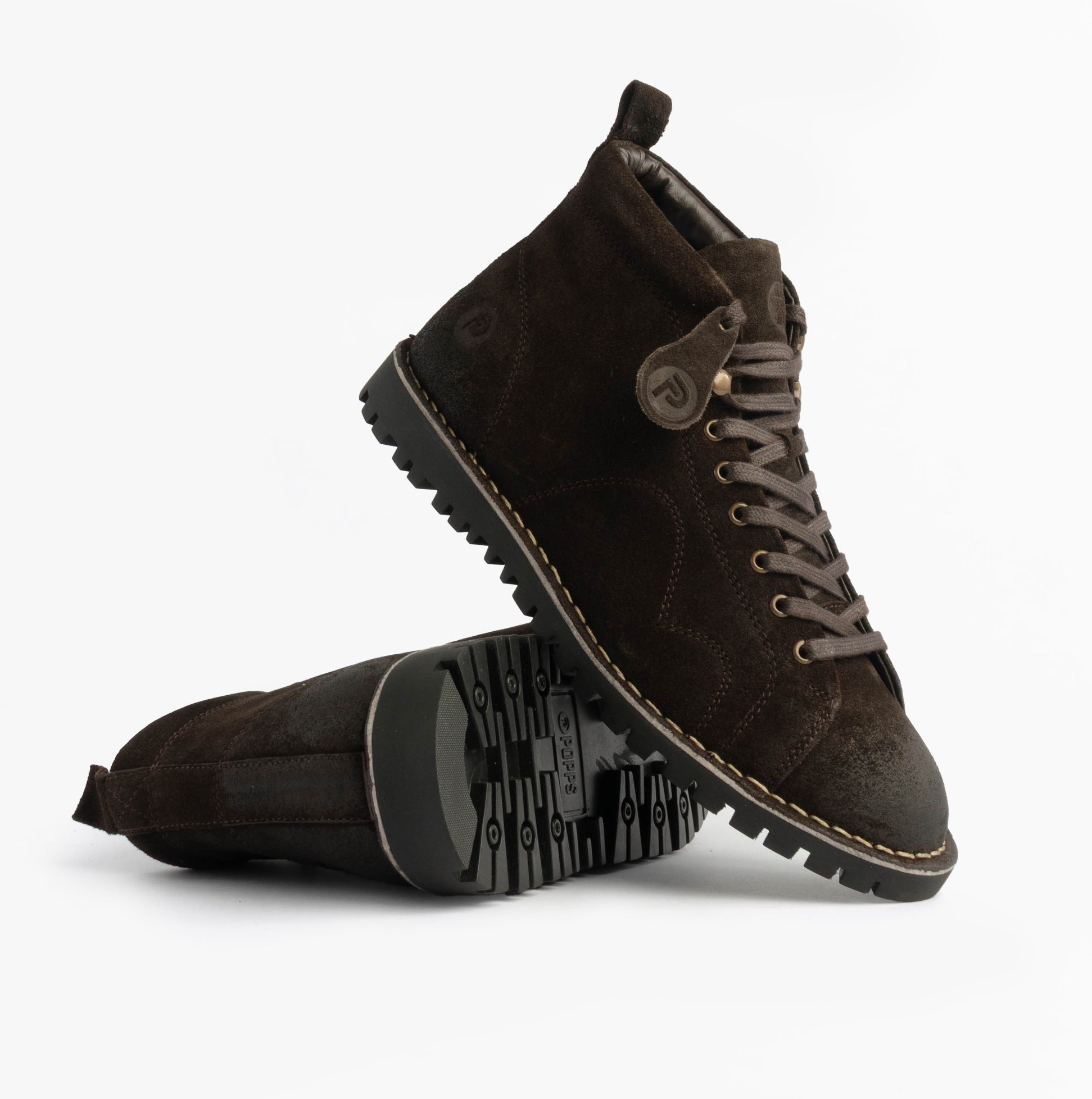 Popps 1961 MOD Mens Suede Boots Brown