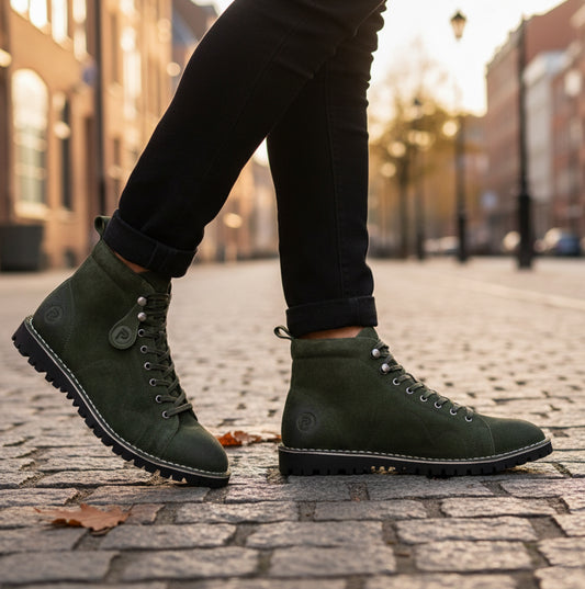 Popps 1961 MOD Mens Suede Boots Green