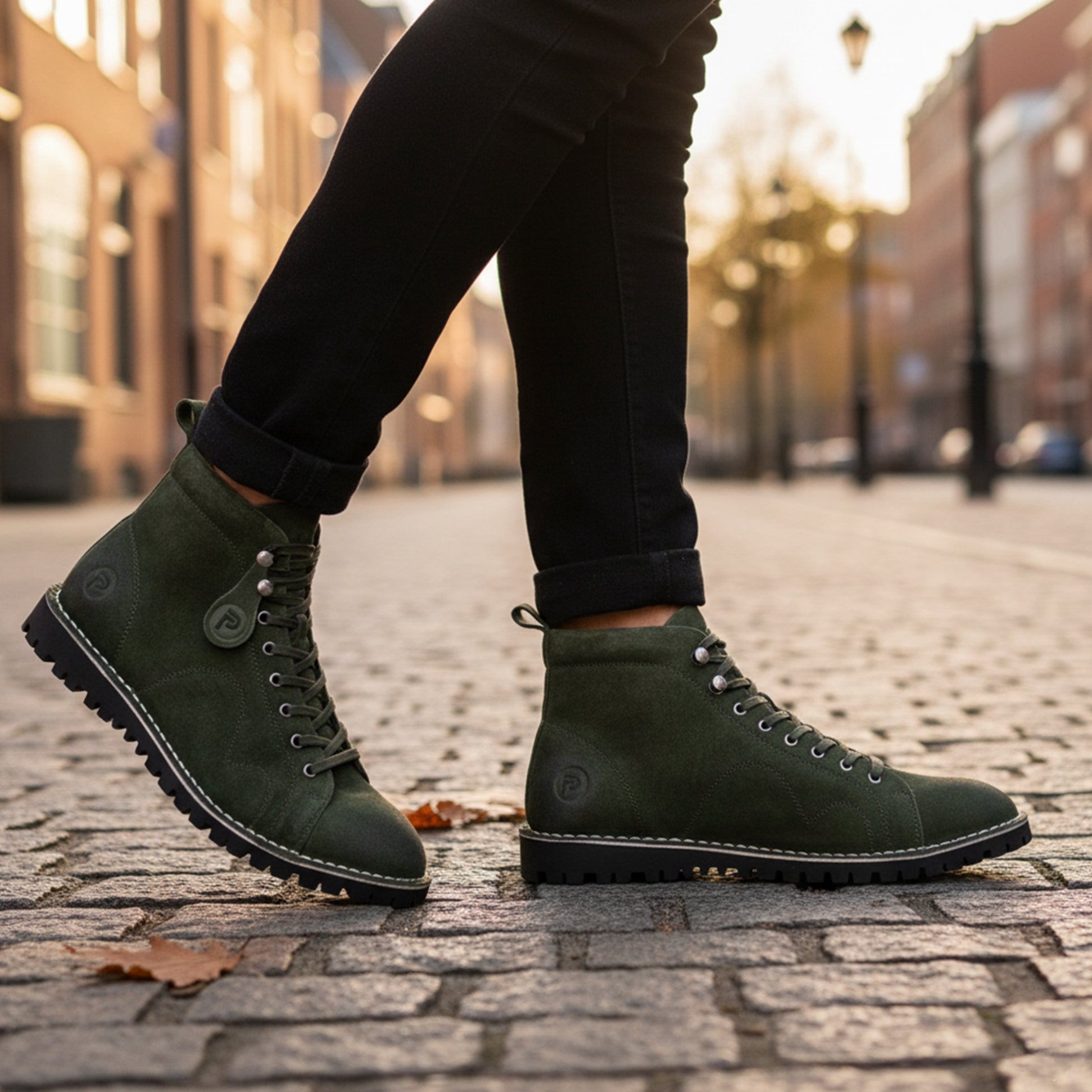 Popps 1961 MOD Mens Suede Boots Green