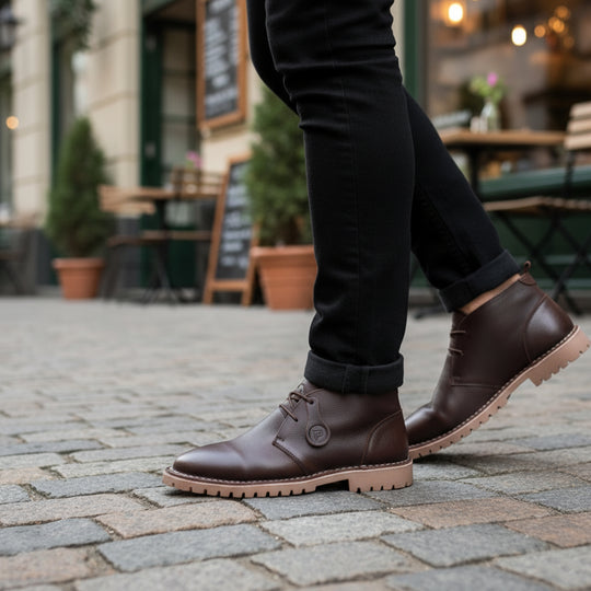 Popps COOPER Mens Desert Boots Dark Brown