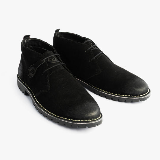 Popps COOPER Mens Desert Boots Black Suede