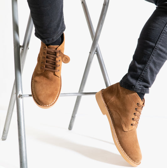 Popps RANGER Mens Desert Boots Cognac