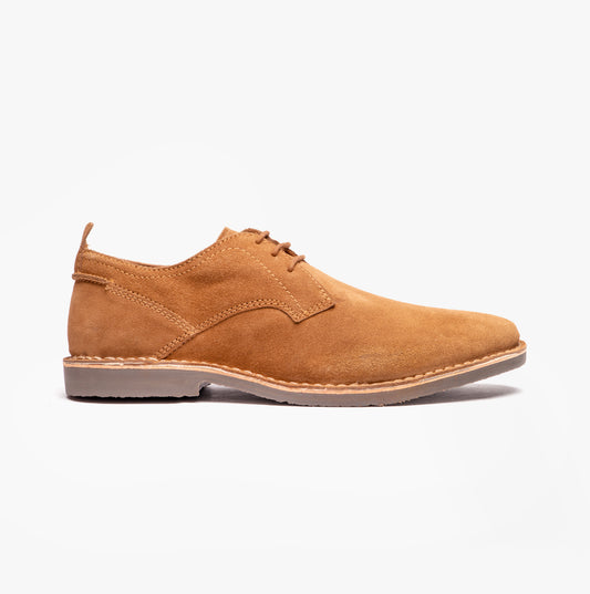 Popps JONAS Mens Suede Desert Shoes Cognac