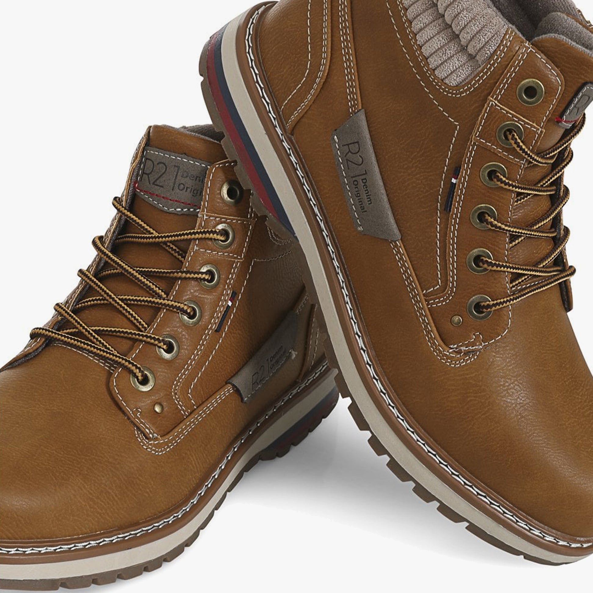 R21 Original KLINE Mens Lace Up Ankle Boots Honey