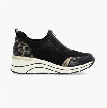 Remonte D0T08-02 Womens Front Zip Wedge Trainer Black