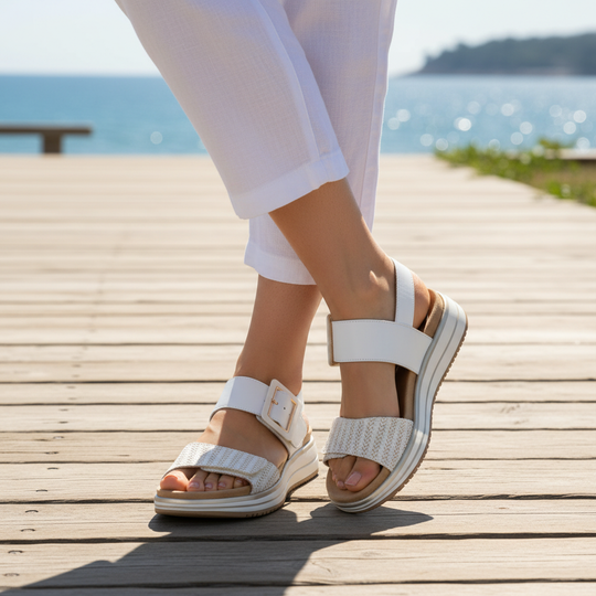 Remonte D1J53 Womens Cross Strap Sandals White