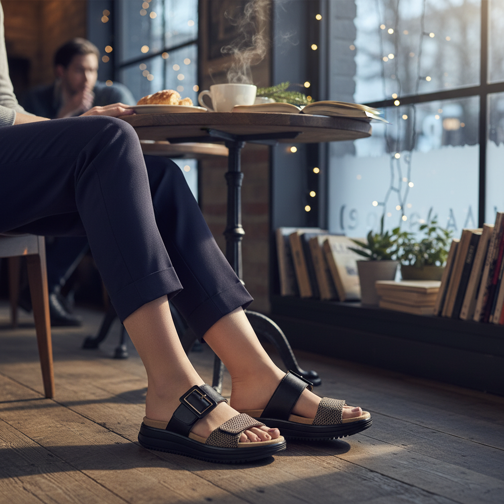 Remonte D1J61 Womens Cross Strap Sandals Black/Brown