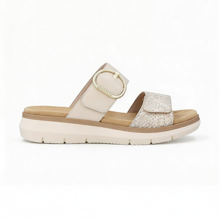 Remonte D2K57 Womens Cross Strap Sandals White/Gold