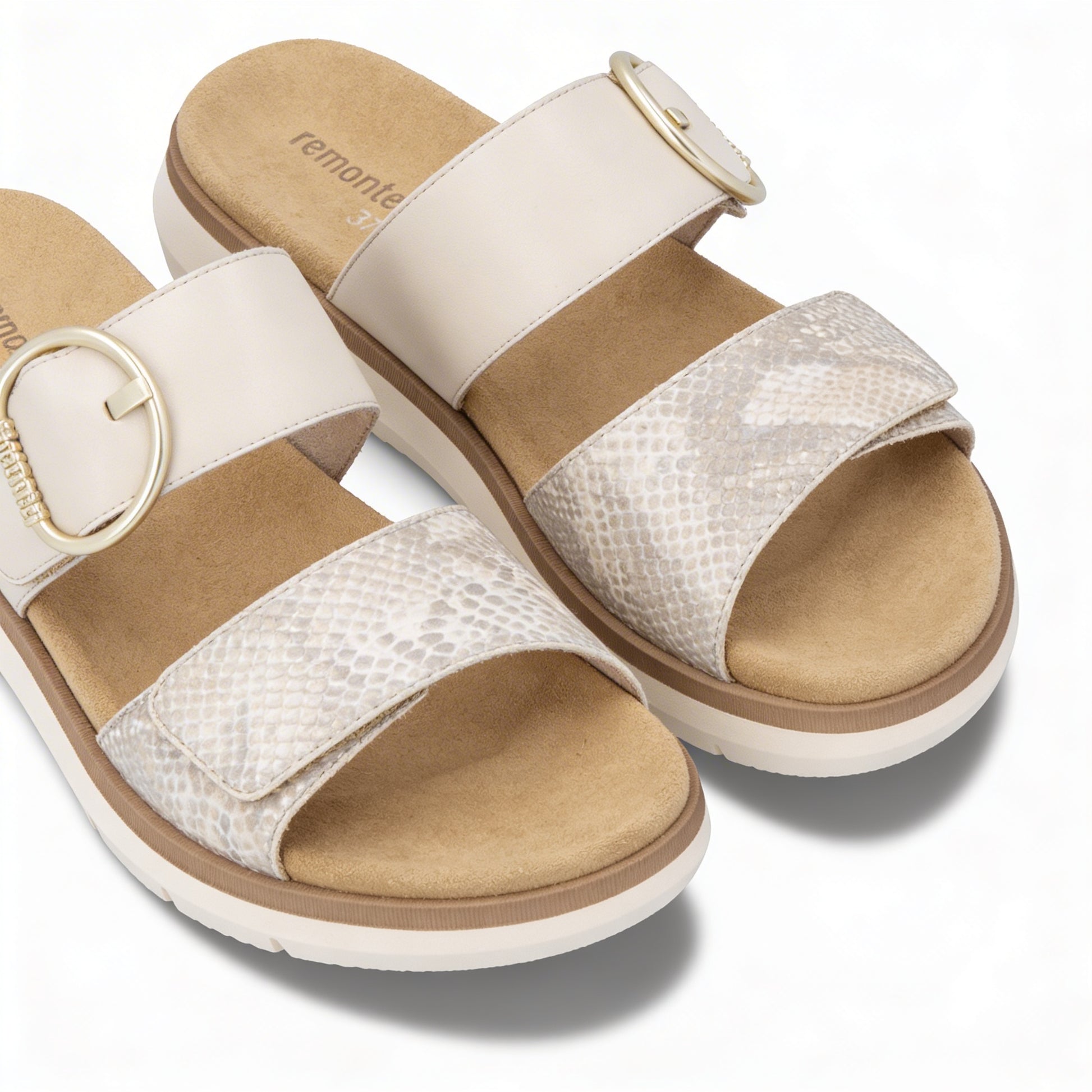 Remonte D2K57 Womens Cross Strap Sandals White/Gold