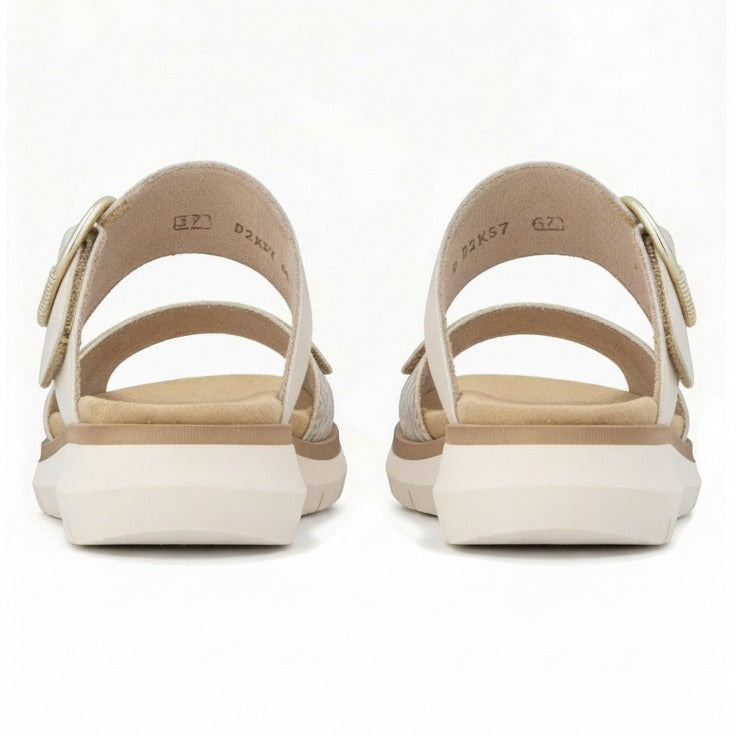 Remonte D2K57 Womens Cross Strap Sandals White/Gold