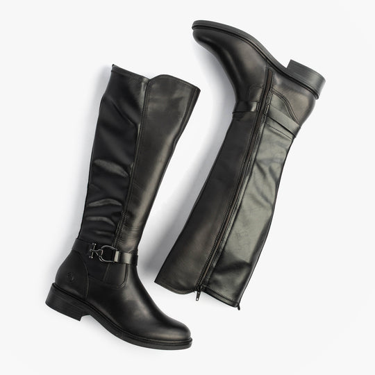 Remonte Womens Leather Tall Knee High Boots Black