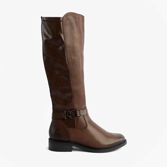 Remonte Womens Leather Tall Knee High Boots Brown