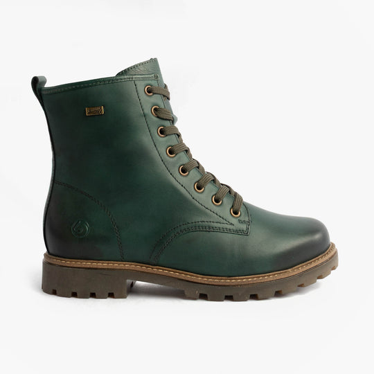 Remonte Womens Leather Ankle Zip Boots Green