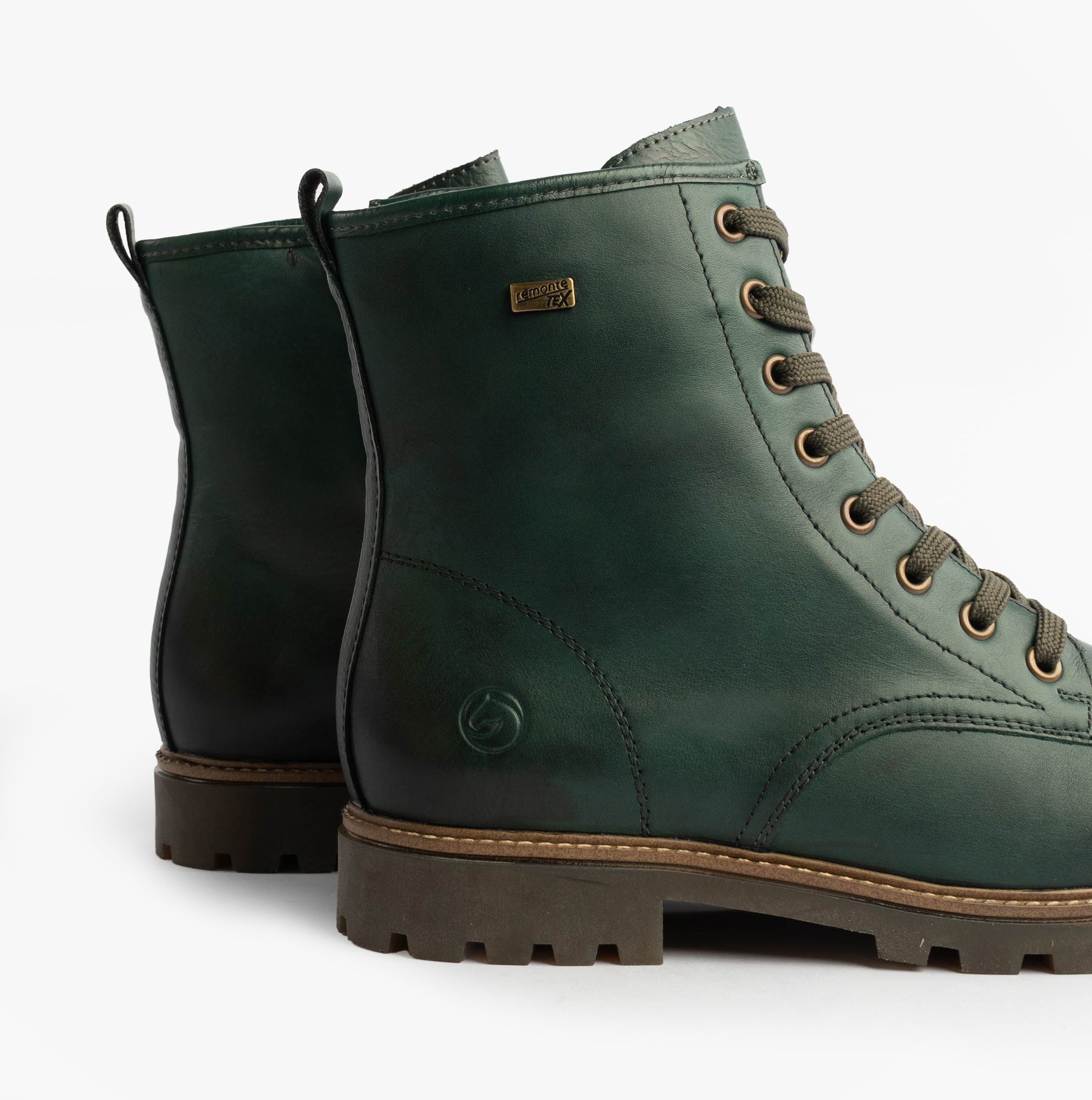 Remonte Womens Leather Ankle Zip Boots Green