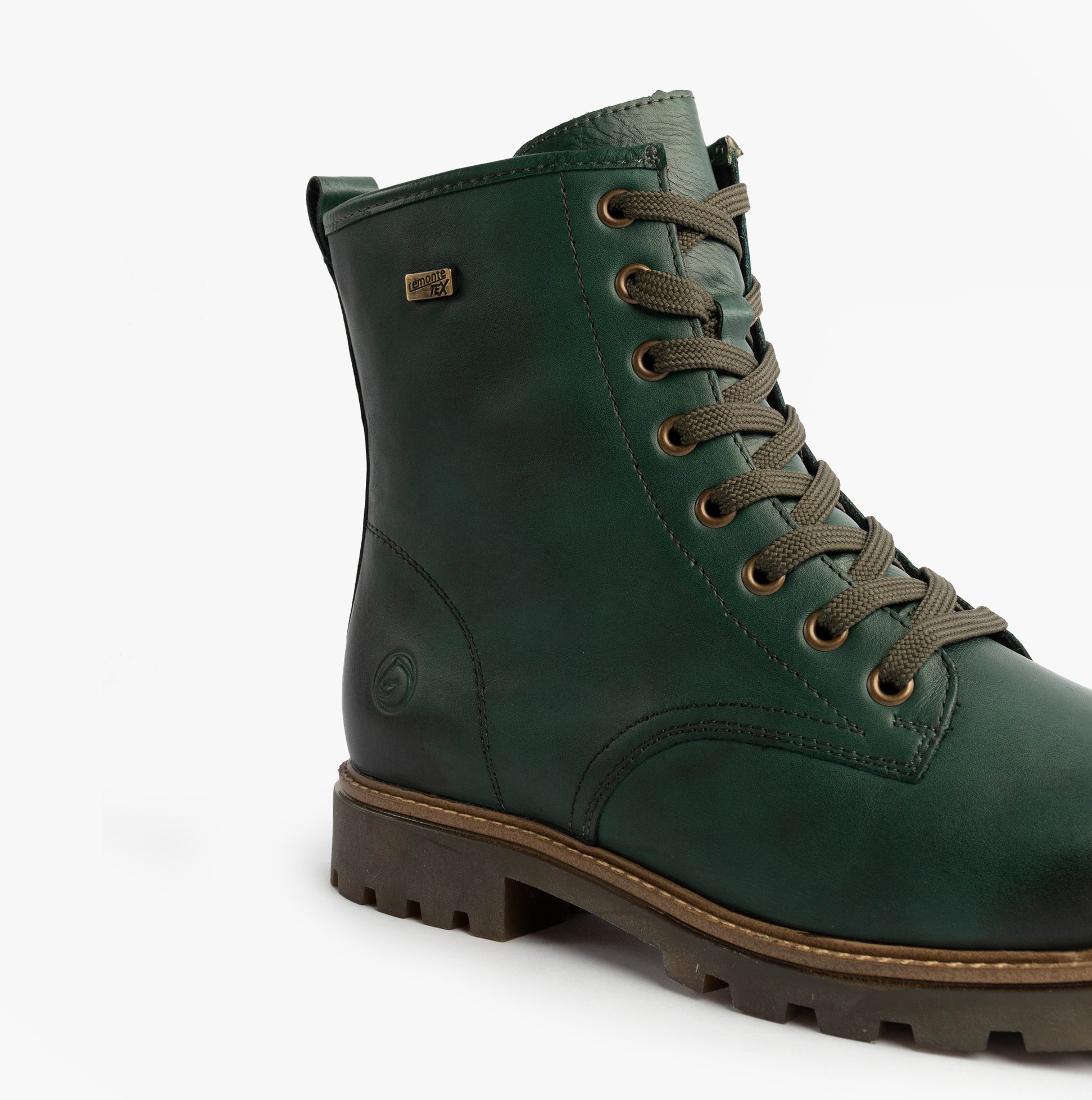 Remonte Womens Leather Ankle Zip Boots Green