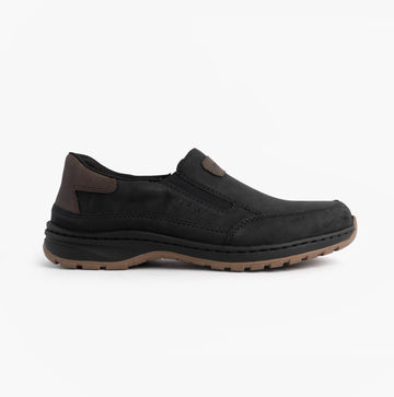 Rieker 03365-00 Mens Moccasins Slip-On Shoes Black