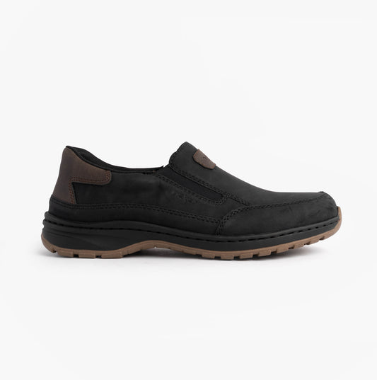 Rieker 03365-00 Mens Moccasins Slip-On Shoes Black