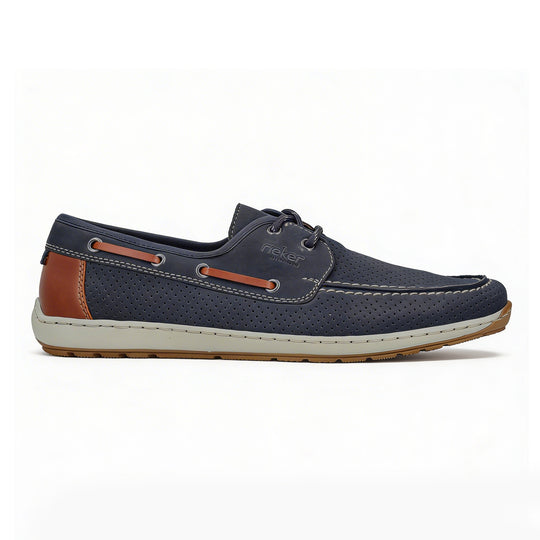 Rieker 08816 Mens Boat Shoes Blue