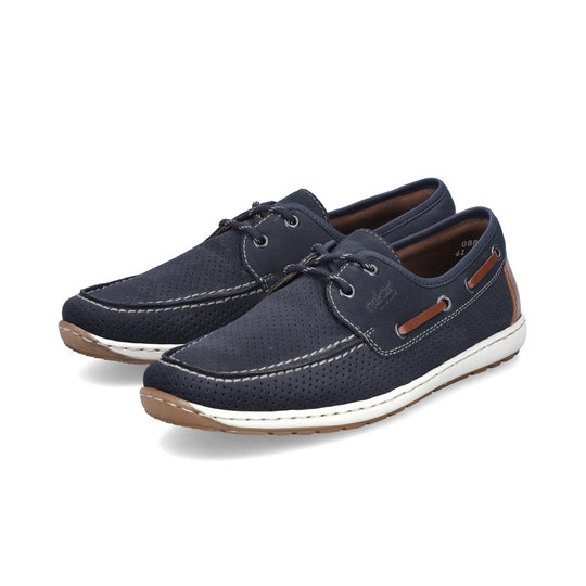 Rieker 08816 Mens Boat Shoes Blue