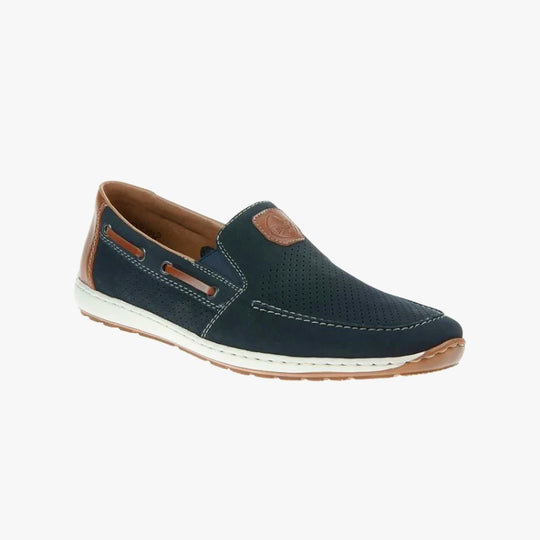 Rieker 08866 Mens Boat Shoes Blue