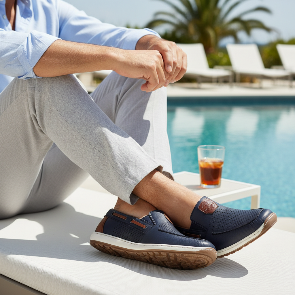 Rieker GUIDO Mens Loafer Shoes Blue