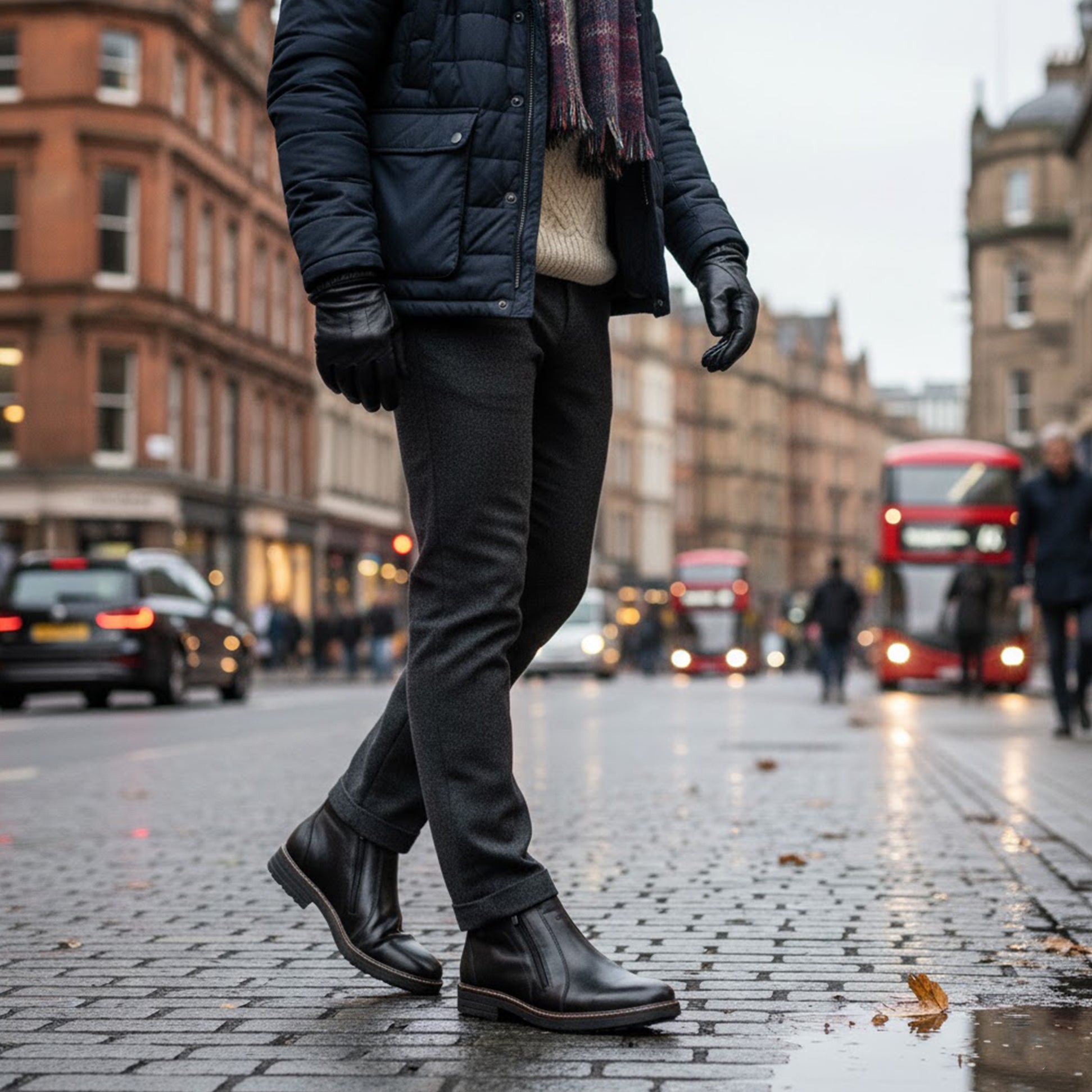 Rieker 33160-00 Mens Double Zip Fur Lined Boots Black