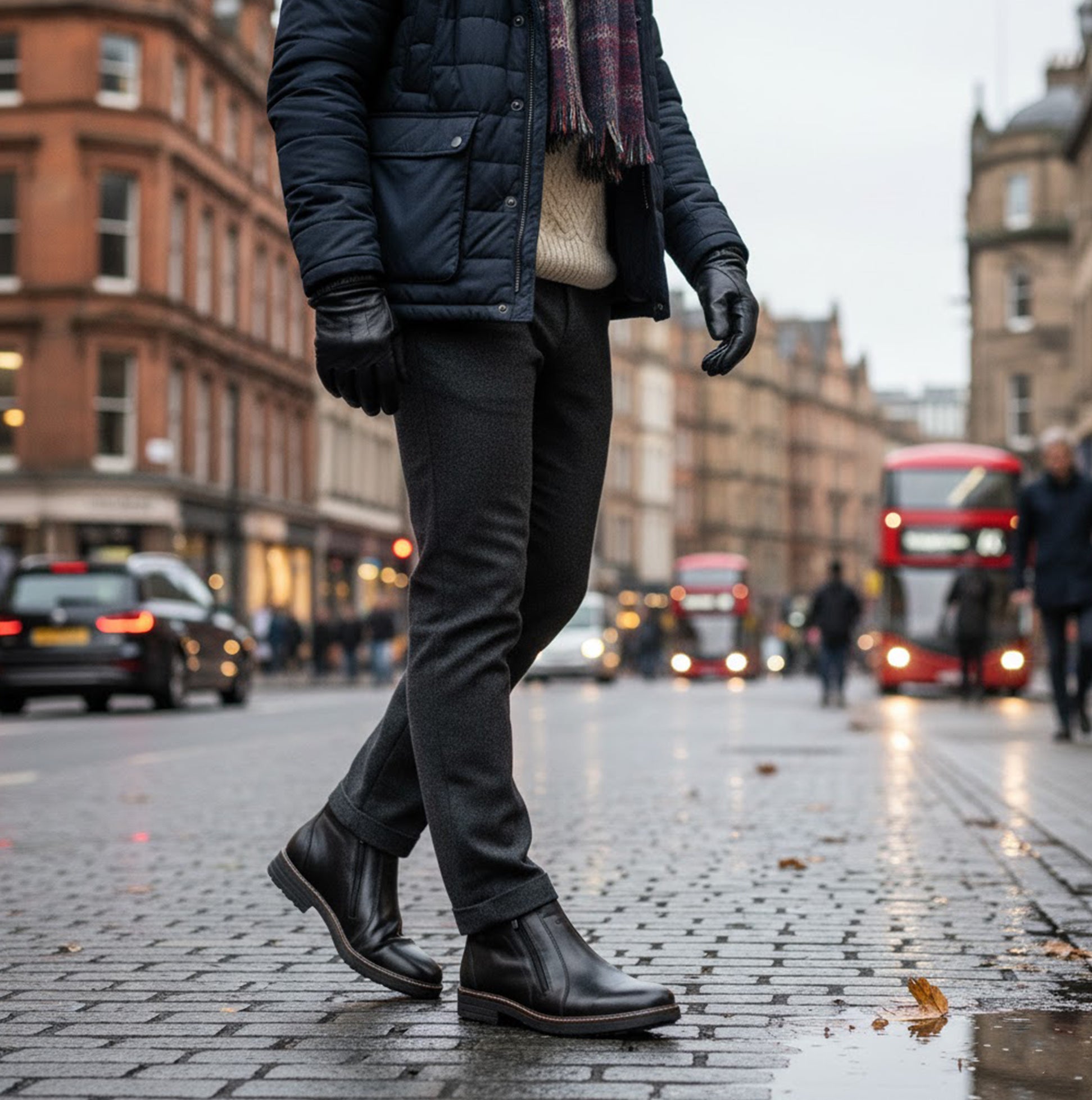 Rieker 33160-00 Mens Double Zip Fur Lined Boots Black