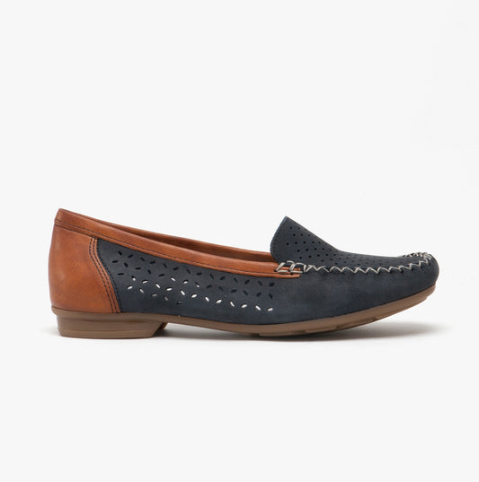 Rieker 40086-14 Womens Loafers Pacific/Cayenne