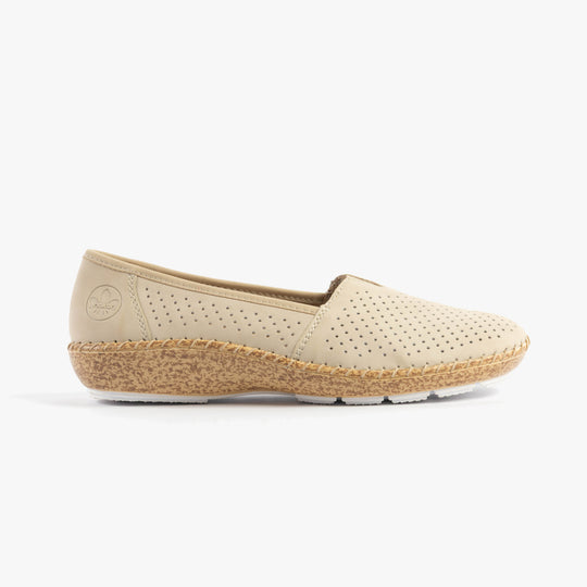 Rieker 44854 Womens Loafers Beige