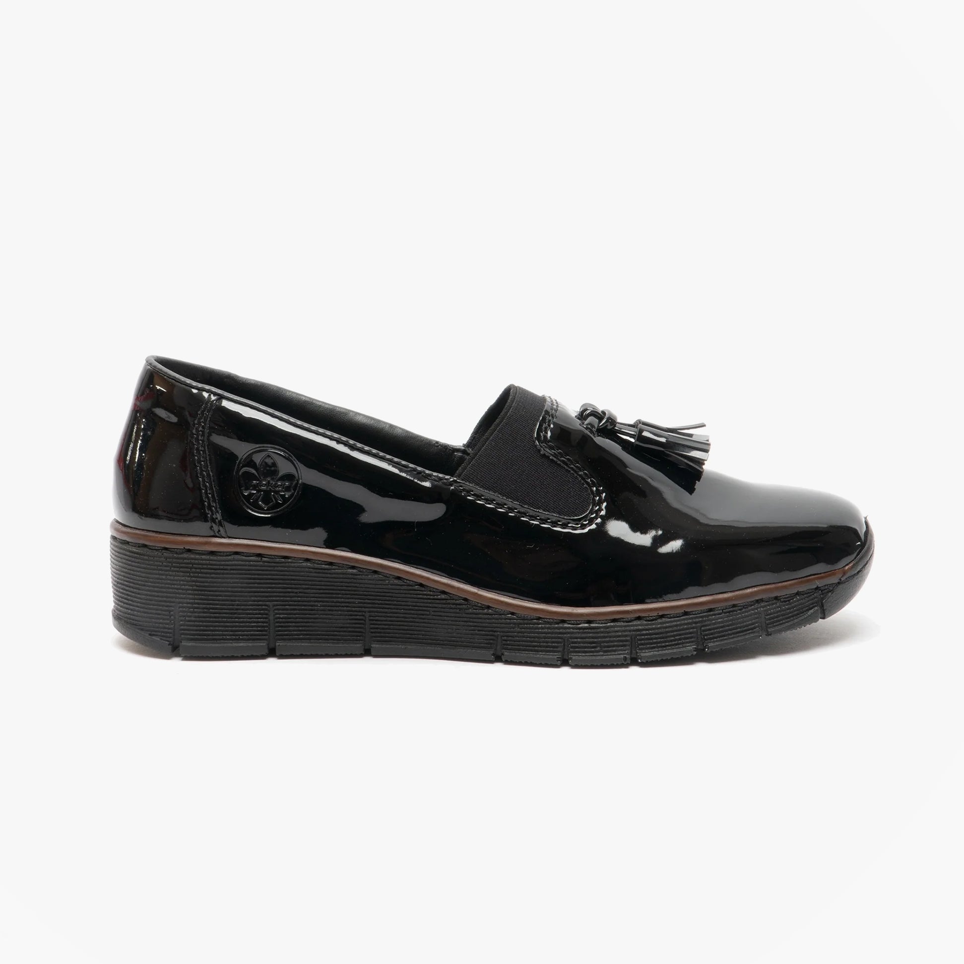 Rieker 53751-00 Womens Loafer Shoes Patent Black