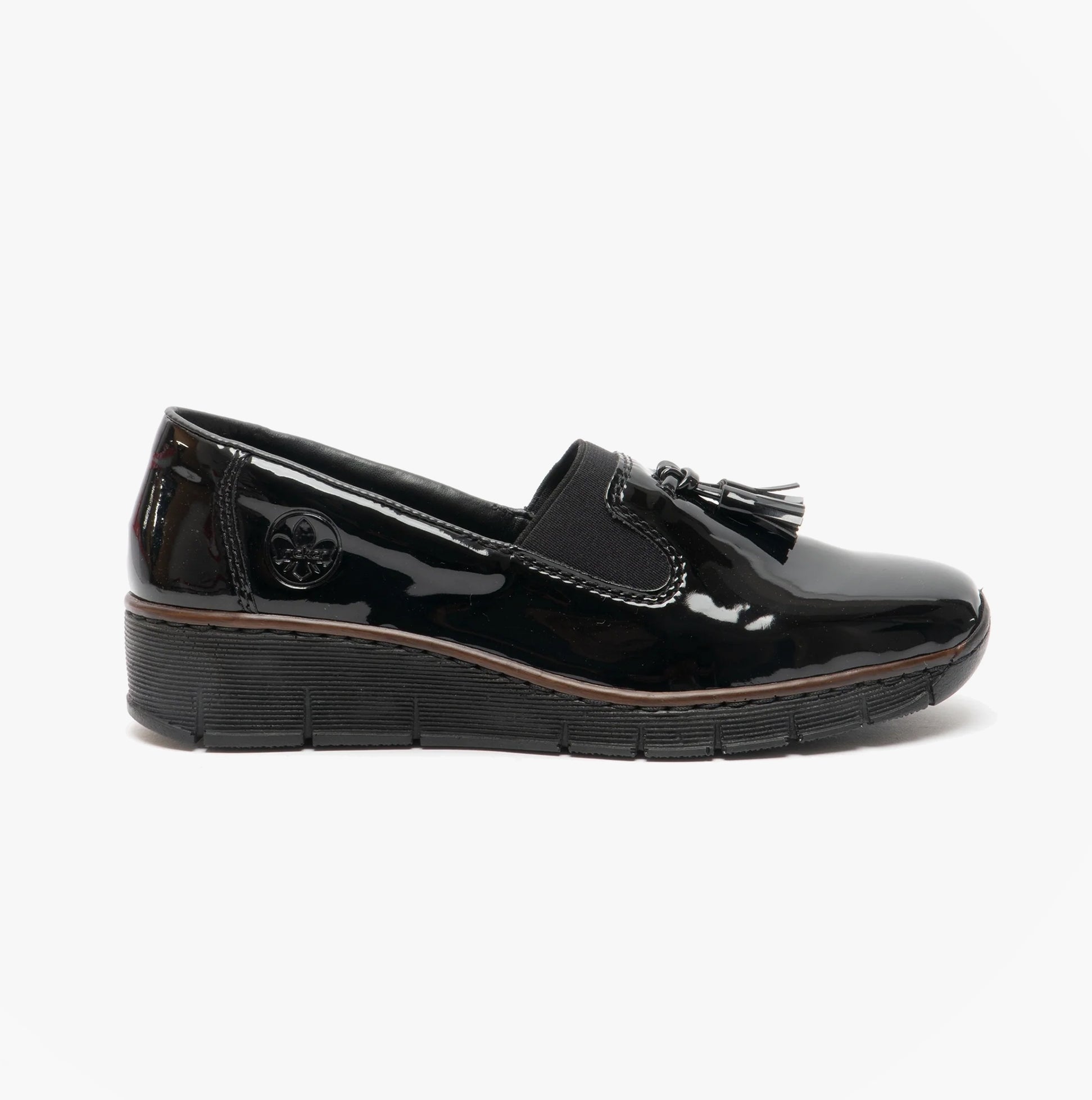Rieker 53751-00 Womens Loafer Shoes Patent Black