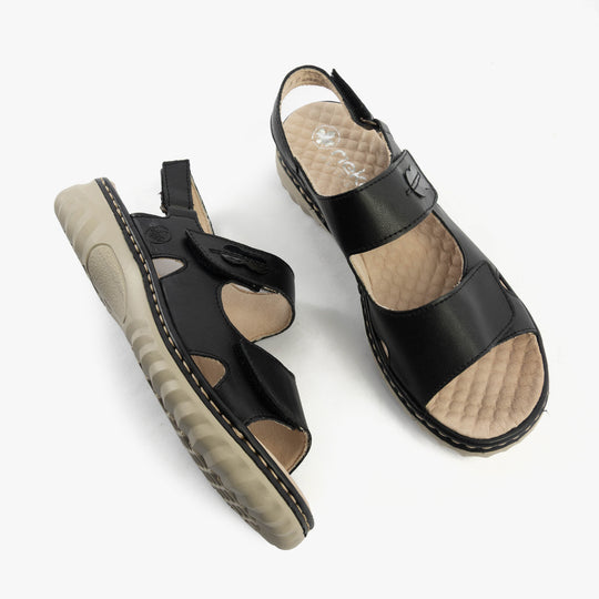 Rieker 60462 Womens Wedge Sandals Black