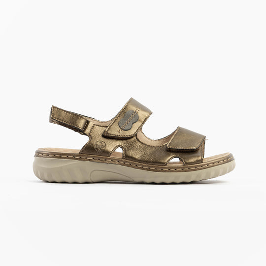 Rieker 60462 Womens Wedge Sandals Bronze