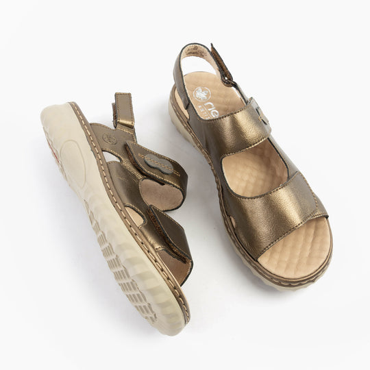 Rieker 60462 Womens Wedge Sandals Bronze