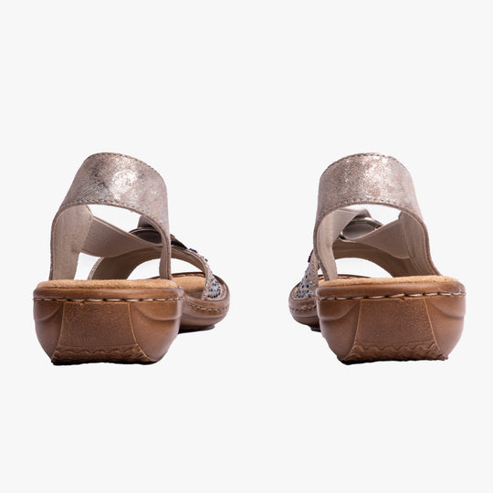 Rieker 60880 Womens Slingback Sandals Metallic