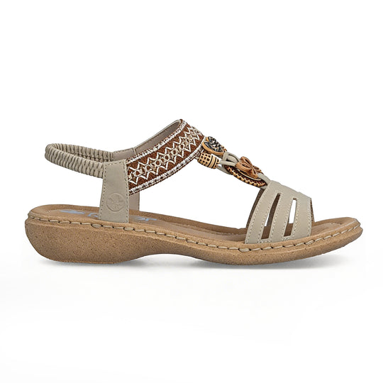 Rieker 61855 Womens Strappy Sandals Cream