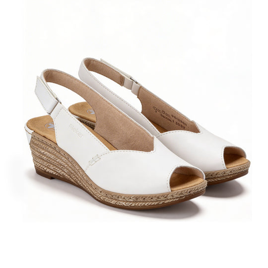 Rieker 62462 Womens Wedge Sandals White