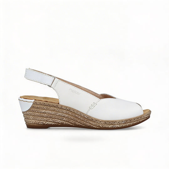 Rieker 62462 Womens Wedge Sandals White