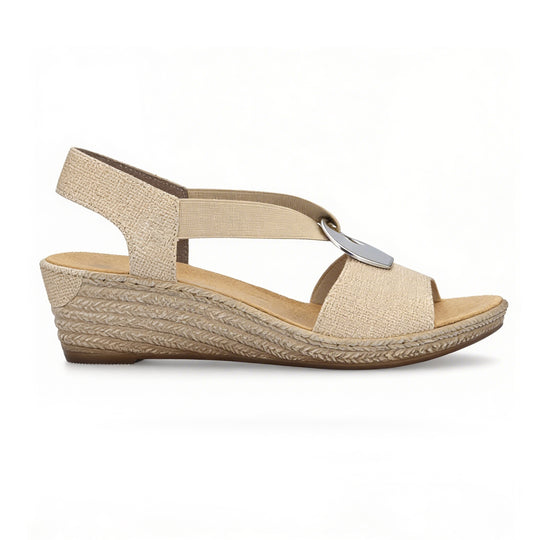 Rieker 624H6 Womens Wedge Sandals Beige Floral
