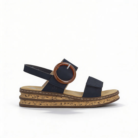 Rieker 62950 Womens Wedge Sandals Blue
