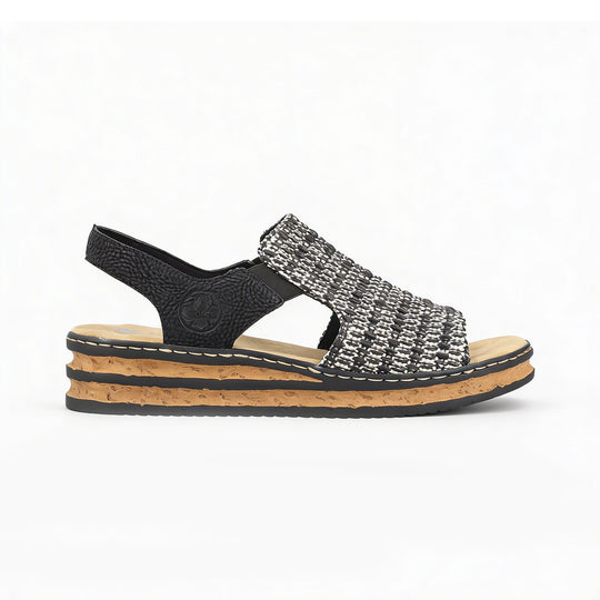 Rieker 62971 Womens Wedge Sandals Black