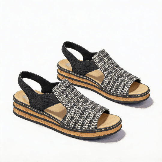 Rieker 62971 Womens Wedge Sandals Black