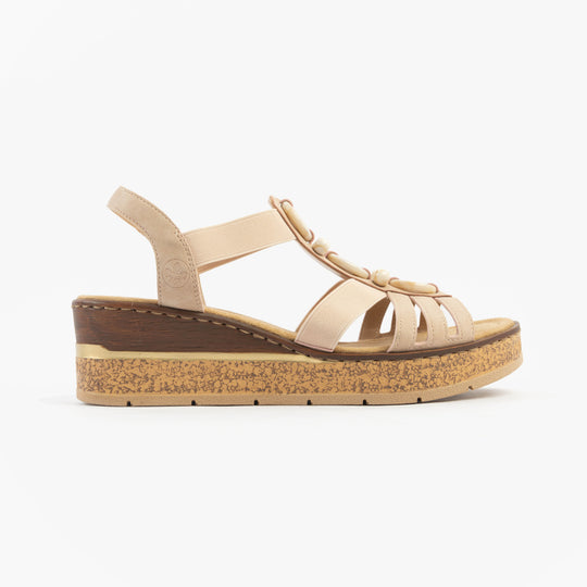 Rieker 63778 Womens Wedge Sandals Pink