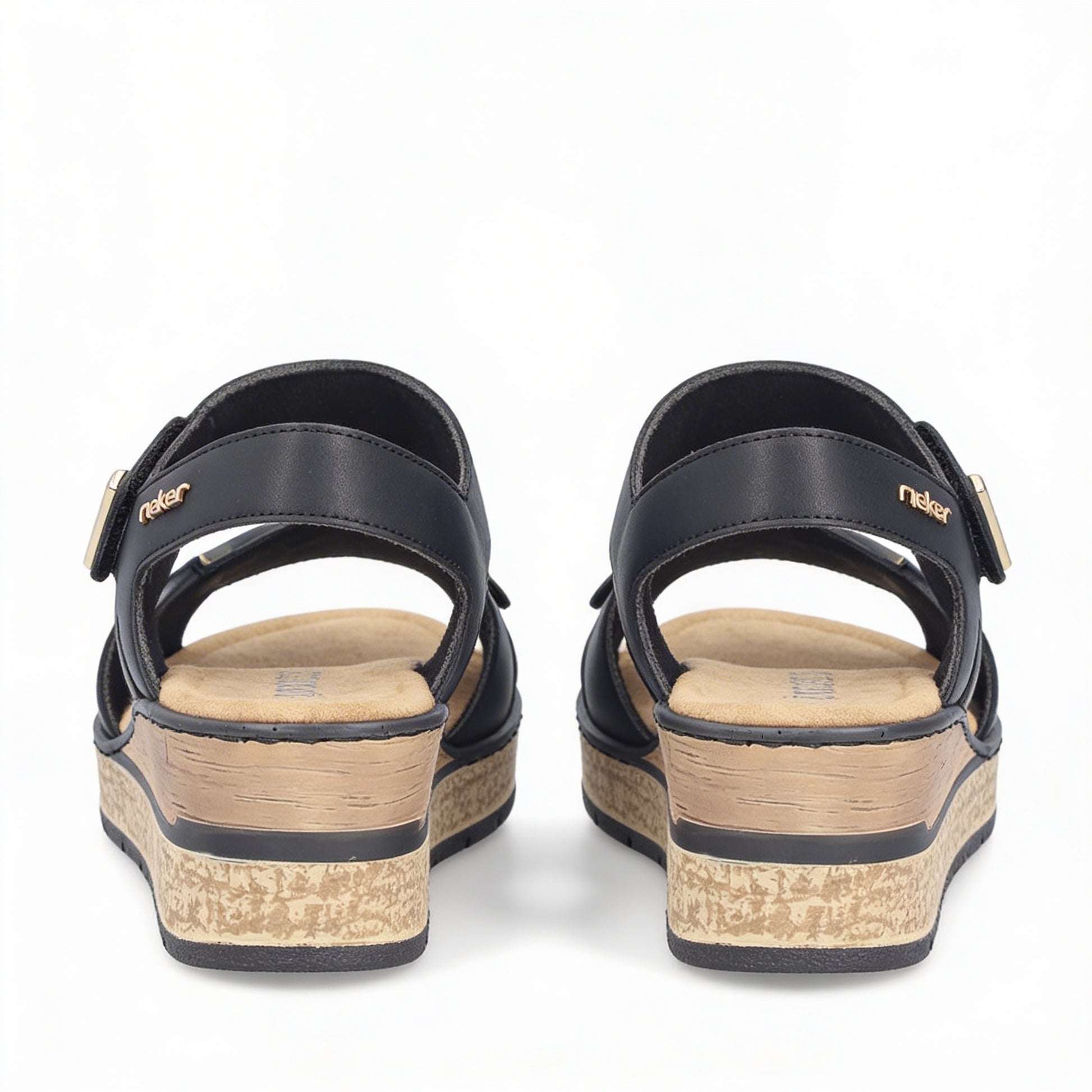 Rieker ROSE Womens Wedge Sandals Black