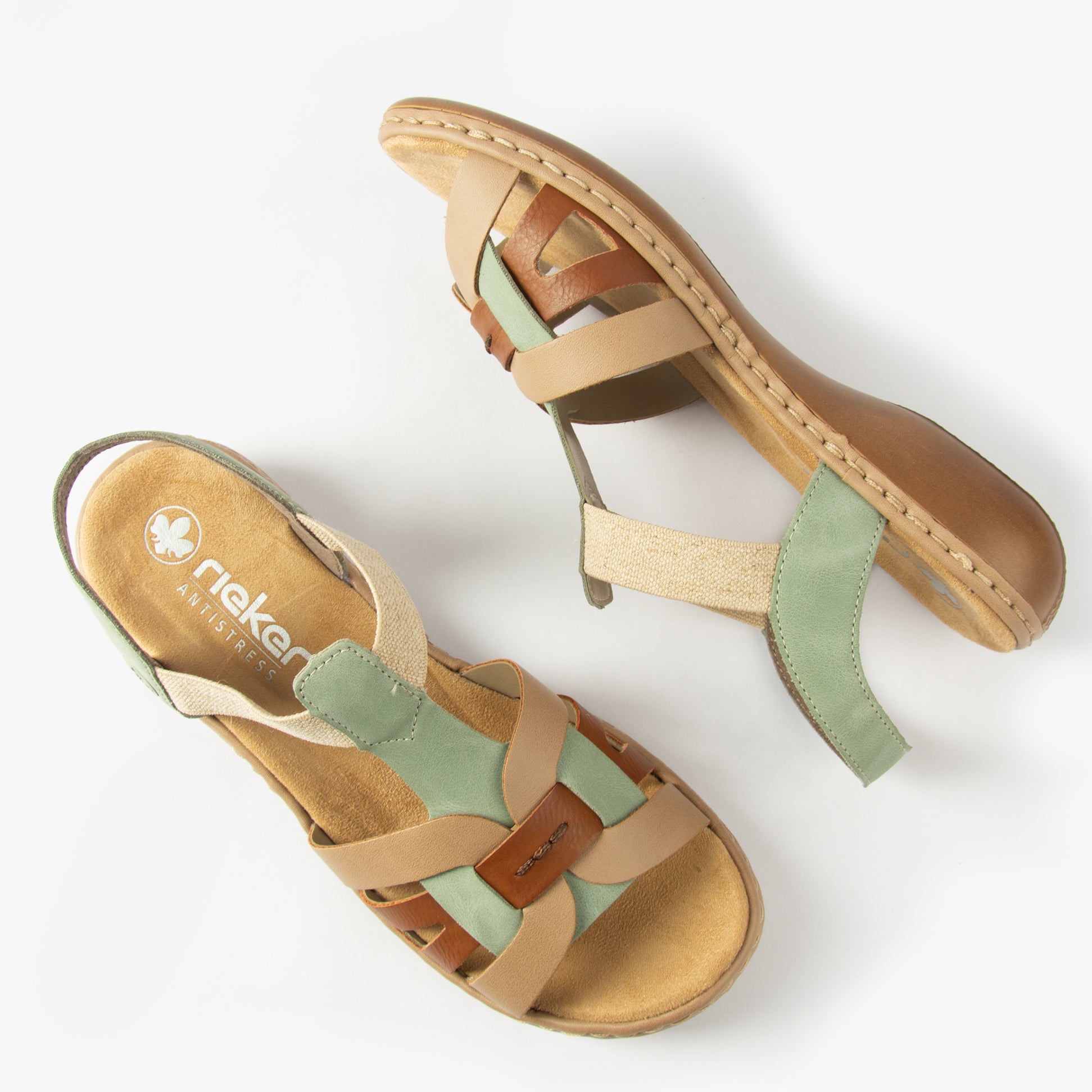 Rieker 65918-52 Womens Sandals Green Combination